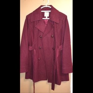 Maroon Pea Coat for women